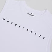 8 - MuscleBlaze Patterned Dry-Fit Delt Tank, Large Polar White