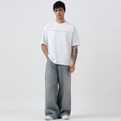 8 - MuscleBlaze Natty But Tasty Oversized Solid T-Shirt,  Medium  White 