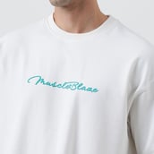 1 - MuscleBlaze Natty But Tasty Avocado Oversized Solid T-Shirt,  Medium  White 