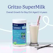 2 - Supermilk Gritzo Overall Growth for Boy/Girl 2-6 Years Protein & Nutrition Drink Mix,  400 g  Creamy Vanilla