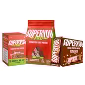 1 - Superyou Pro Fermented Yeast Protein & Mega Protein Wafer Combo,  2.2 lb  Chocolate, 0.63lb Assorted, 6 Bars Nutty Chocolate 
