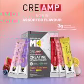 9 - MuscleBlaze Creatine Monohydrate CreAMP,  Assorted Pack of 15 (3x5 Flavours)  0.13 lb