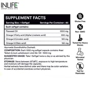 INLIFE Extra Virgin Cold Pressed Flaxseed Oil 1000mg with Omega 3 6 9, 60 softgels
