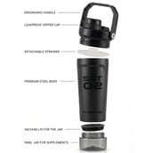 6 - MuscleBlaze ARC Steel shaker series,  Blackout Core  600 ml