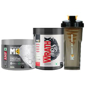 MuscleBlaze Pre Workout WrathX & Creatine Monohydrate CreAMP 0.22 lb & Shaker Combo