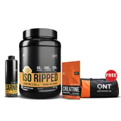 QNT ISO Ripped, Carnipump Ripping Pre-workout 500ml Navel Orange & Creatine Monohydrate Unflavoured 0.198 lb Combo, 4.4 lb Cafe Bevarabia