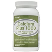 1 - GNC Calcium Plus 1000 with Magnesium & Vitamin D 3,  180 caplets  Unflavoured 