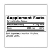 supplement - GNC Biotin (2500mcg),  120 capsules  Unflavoured 
