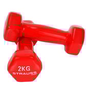 6 - Strauss Vinyl Dumbbell,  Red (Pair)  2 kg 