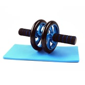 1 - Strauss Double Wheel Ab Exerciser with Knee Pad,  Blue  Free Size 