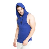 1 - Aesthetic Bodies Men's Drop Arm Sleeveless Hoodie,  Blue  XS 