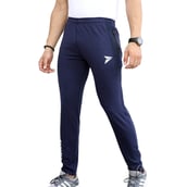 1 - Fitinc Dobby Lycra Trackpant with Two Side Zipper Pockets,  Navy Blue  XL 