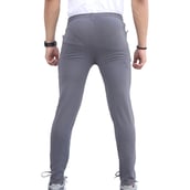3 - Fitinc Dobby Lycra Trackpant with Two Side Zipper Pockets, Gray Medium