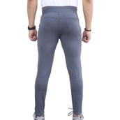 2 - Fitinc Men's Lycra Slim Fit Track Pants with 2 Side Zipper Pockets and Logo,  Gray  XL 