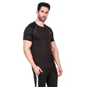 1 - Fitinc Round Neck Gym T Shirt,  Black  XXL 