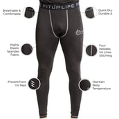 2 - Fitup Life Solid Men Tights Compression,  Black  XXL 