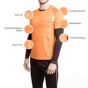 1 - Fitup Life Solid Men Round Neck Reversible T Shirt,  Orange  Medium 