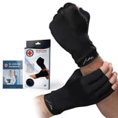 2 - Dr. Arthritis Premium Copper Arthritis Gloves,  Black with Hand Book (Pair)  XL 