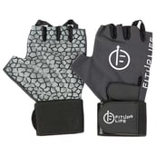 1 - Fitup Life Gym Gloves with Adjustable Velcro Strap & Web Leather Padding,  Black with Grey  Small 