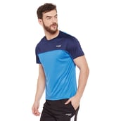 (2 - Masch Mens Regular Fit Polyester Active T Shirt (MSTS1017 HSCS CBNB), Navy Blue and India Blue Medium