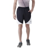 4 - Masch Mens Regular Fit Polyester Shorts (MSSH 0619 CS SFDCRV NBW), XL Navy Blue and White