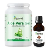 Kazima Aloe Vera Gel 1 kg & Castor Oil 15 ml Combo,  2 Piece(s)/Pack  All Skin Type 