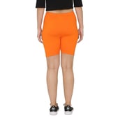 3 - N Gal Cotton Lycra Women's Thigh Length Cycling Yoga Workout Casual Shorts,  Orange  Large 