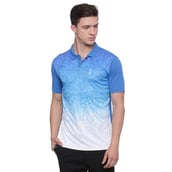 1 - Campus Sutra Ombre Men Polo Neck T Shirt,  Royal Blue & White  Large 