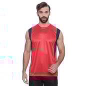 Campus Sutra Solid Men Round or Crew Sleeveless T Shirt,  Red  Small 