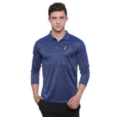 1 - Campus Sutra Solid Men Polo Neck T Shirt, Navy Blue Medium