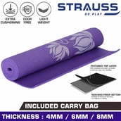 Strauss Yoga Mat (Floral), Blue 6 mm