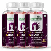 1 - Simply Herbal Hair Vitamin Gummies with Biotin, 30 gummies Unflavoured (Pack of 3)
