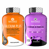 2 - Naturyz Calcium Plus 120 Tablets & Triple Strength Omega 3 Fish Oil 60 Softgels Combo,  2 Piece(s)/Pack  Unflavoured 