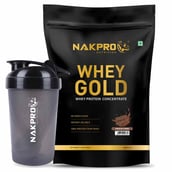 1 - Nakpro Whey Gold Protein Concentrate, 2.2 lb Chocolate with Shaker Bottle (500 ml) Black