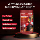 3 - Supermilk Gritzo Athlete for 7-12 Years, 400 g Double Chocolate (Iron Man)