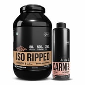 QNT ISO Ripped & Carnipump Ripping Pre-workout 500ml Peach Combo, 4.4 lb Cafe Bevarabia