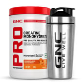 1 - GNC Pro Performance Pure Micronized Creatine Monohydrate,  Orange with Steel Shaker 750ml  0.88 lb 
