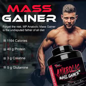 7 - Muscle Performance Anabolic Mass Gainer with Creatine Monohydrate 0.66 lbs, Steel Shaker & Gym Bag Combo, 5.5 lb Belgium Chocolate