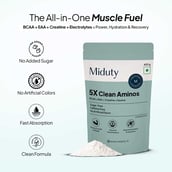 5 - Miduty 5X Clean Aminos BCAA + EAA + Creatine + Taurine, 420 g 30 Servings Unflavoured