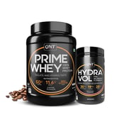 1 - QNT Prime Whey 2.2 lb Coffee with Hydra Vol Pre Workout Combo, 0.88 lb Pasteque