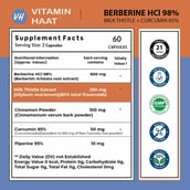 2 - Vitaminhaat Berberine HCl 98% with Milk Thistle & Curcumin 95%, 60 capsules