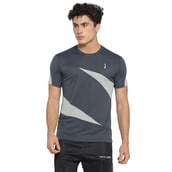 Campus Sutra Solid Men Round or Crew Half Sleeve T Shirt,  Blac & Grey  Small 