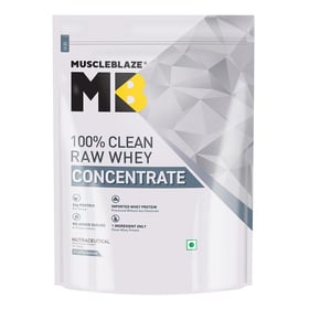 MuscleBlaze 100% Clean Raw Whey Protein Concentrate,  2.2 lb  Unflavoured 