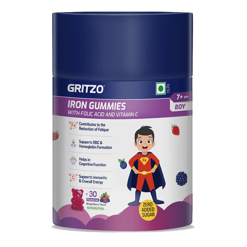 Gritzo Iron Gummies with Folic Acid and Vitamin C