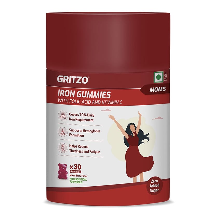 Gritzo Iron Gummies with Folic Acid and Vitamin C Moms