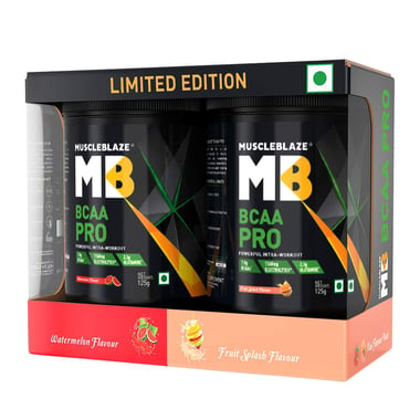 MuscleBlaze BCAA Pro, 2 Piece(s)/Pack 16 Servings Fruit Splash & Watermelon