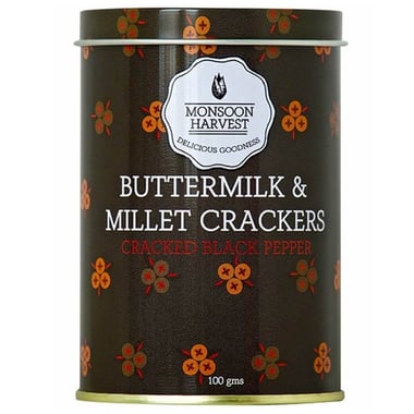 Monsoon Harvest Buttermilk and Millet Crackers, Cracked Black Pepper 100 g