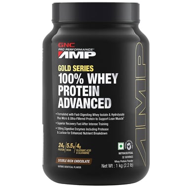 GNC Amp Gold Series 100% Whey Protein Advanced, 2.2 lb Double Rich Chocolate