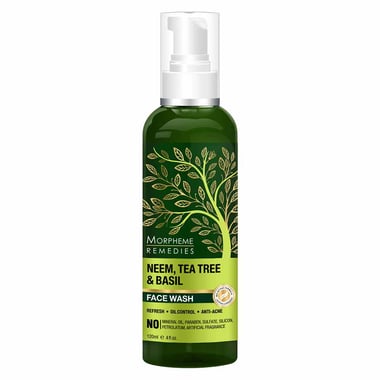 Morpheme Remedies Neem Tea Tree & Basil Face Wash, 120 ml Oil Control, Anti Acne