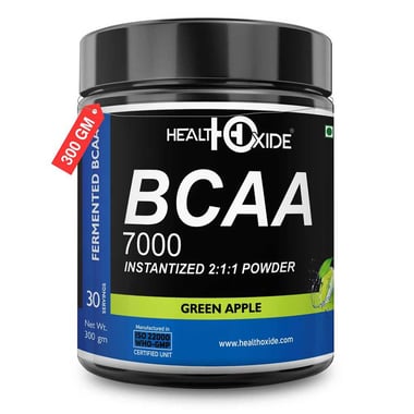 Health Oxide BCAA 7000 Instantized 2:1:1 Powder, 0.66 lb 30 Servings Green Apple